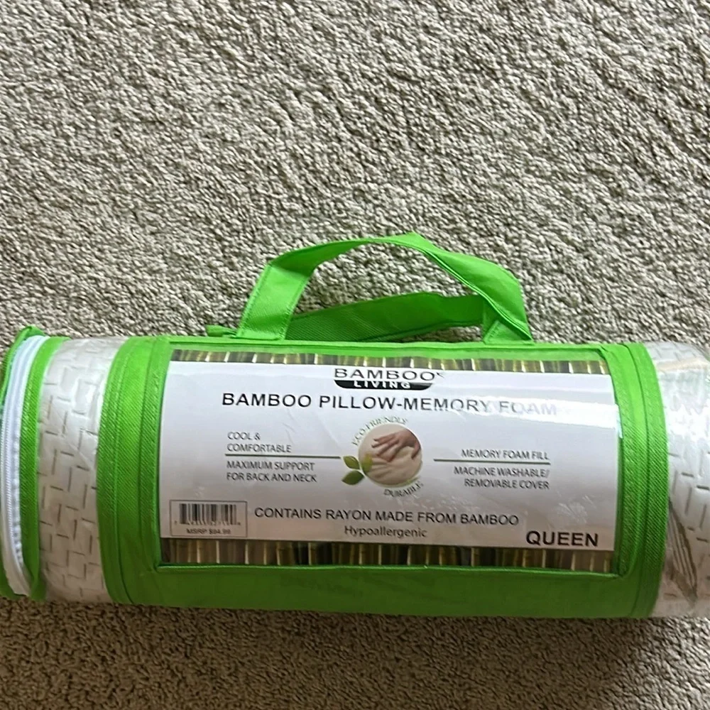 Bamboo Living Bamboo Pillow-Memory Foam Queen - Brand New